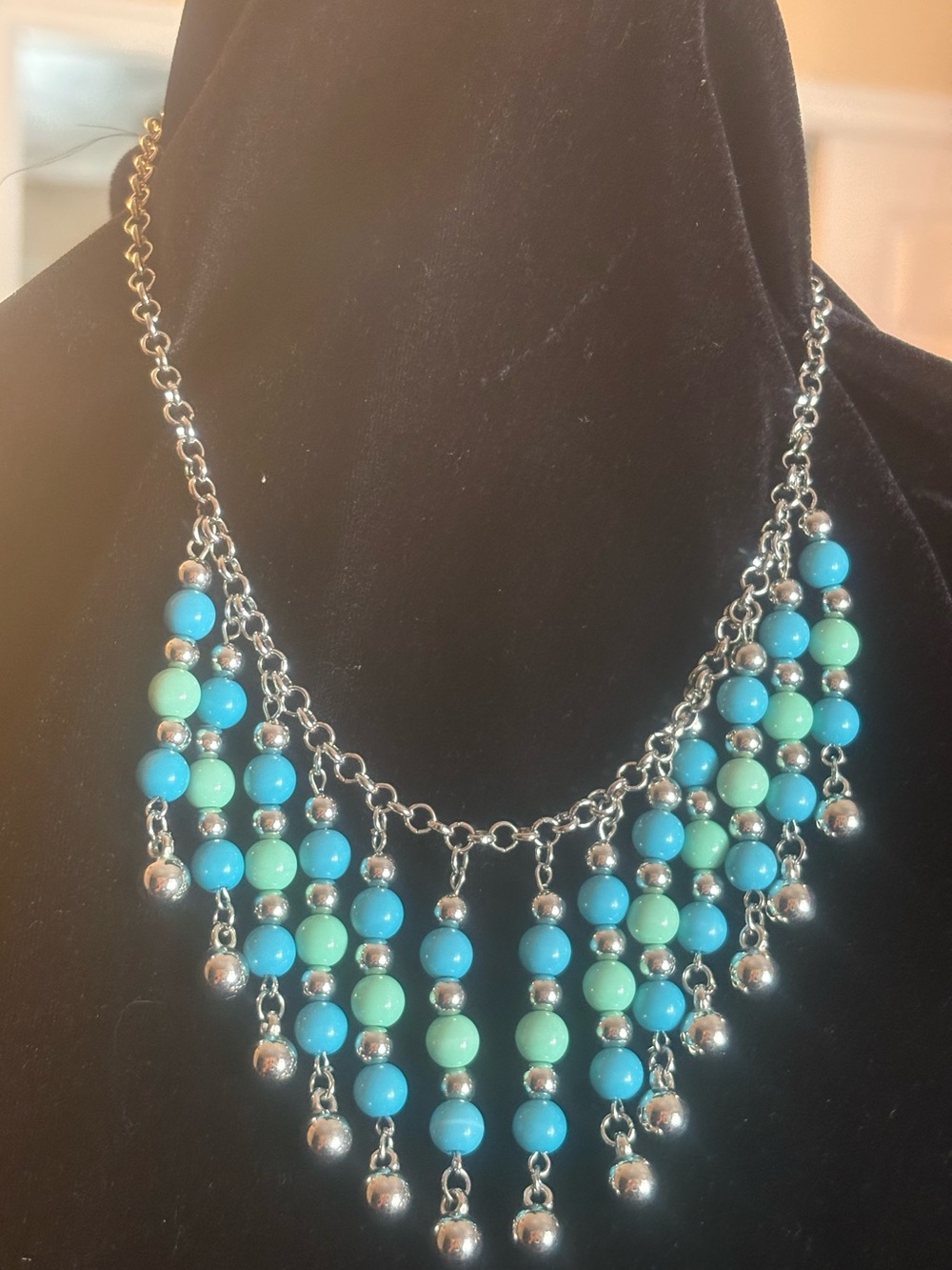 Turquoise & Mint Beaded Fringe Necklace - Women Jewelry